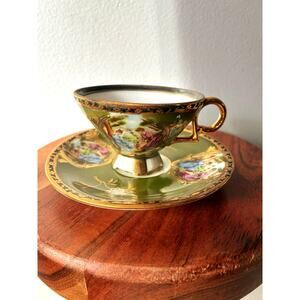 Antique Ardalt Hand-Painted Porcelain Teacup & Saucer, Japan